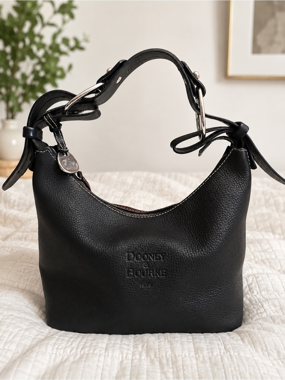 Dooney & Bourke Black Pebble Leather Shoulder Bag 1975